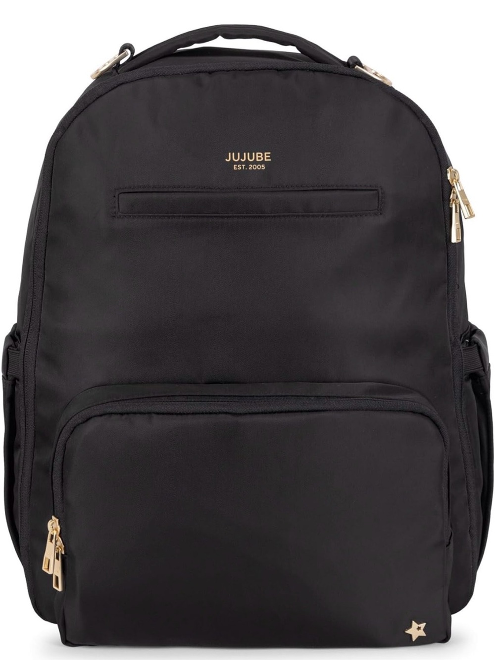 JuJuBe Black Backpack with Gold Hardware, and portable changing pad included
